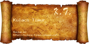 Kulacs Timur névjegykártya